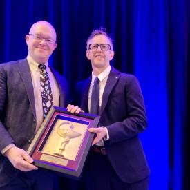 Jason Steeves being presented with the Bowl of Hygeia